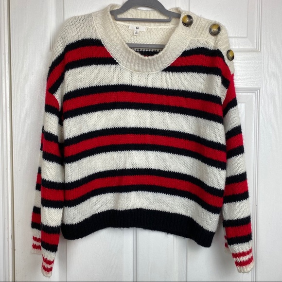 BP. Nordstrom Button Shoulder Striped Sweater - Picture 2 of 7